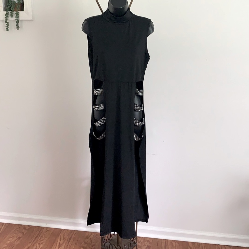 CBR XL, black double split dress